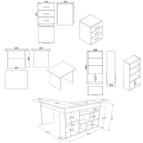 Resim Robin Home Boston L Ofis Çalışma Masası Ofis Büro Takımı Masa Sehpa Keson Kitaplık 