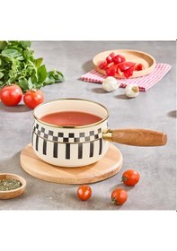 Resim Prime Cream Emaye Ahşap Saplı Sosluk / Sütlük 14 Cm Krem 