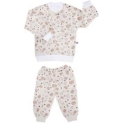 Resim Sevi Bebe Desenli Pijama Takım - Krem 3 Yaş 