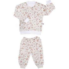 Resim Sevi Bebe Desenli Pijama Takım - Krem 3 Yaş 