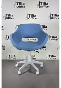 Resim Monaco Çalışma Kesim Çocuk Koltuğu Beyaz Ayak Açık Mavi 