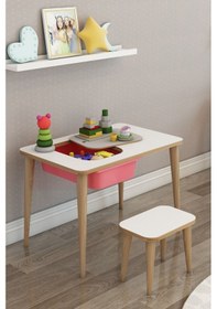 Resim Moniev Çocuk Çalışma Masası Oyun Ve Etkinlik Masasıtekli Masa Pembe Pembe 