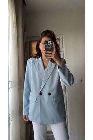Resim Lovely butik KADIN POLİVİSKON DOKUMA İKİ DÜĞMELİ BLAZER CEKET 