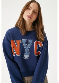 Resim Kadın Cool Lacivert Turuncu Şardonlu Sweatshirt Lacivert 