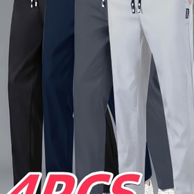 Resim 4 Adet Erkek Günlük Jogger Pantolon - Elastik Bel ve Ayak Bileği Manşetleri, Düz Renk Atletik Pantolonlar Koşu, Dış Mekan, Plaj & Akşam Gezileri için, Makinede Yıkanabilir Normal Kalıp Cepli (Siyah/Lacivert/Gri/Beyaz), Koşu Pantolonları, Esnemez Kumaş, Rahat Günlük Giyim, Spor Tasarım, Nefes Alabilen Kumaş, Spor Salonu Kullanımı 