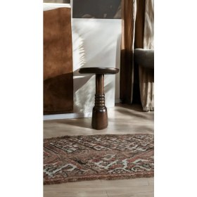 Resim Wood Wooden Ahşap Boğumlu Tekli Mantar Yan Sehpa Modern Ceviz Renk Fiskos 