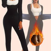 Resim Kadınlar için [Şık Tarz] Uzun Kollu Sauna Tulumu - Siyah, Fermuarlı Karın Kontrol Bel Eğitici, Fitness & Koşu için Zayıflatan Vücut Şekillendirici, Polyester ve Elastan Karışımı 
