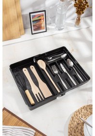 Resim Akrilik Siyah Ayarlanabilir Çekmece İçi Kaşıklık & Çekmece İçi Organizeri 35 28 5 / 35 44 5 Diğer 