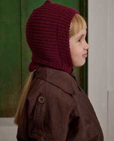 Resim Örme Çocuk Balaclava Bere Bordo - Bordo / 4-9 Yaş 