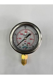 Resim SCOTT Ø 63 mm Gliserinli Tip Manometre 1/4'' Altan Bağlantı Arka Flanşlı304 Inox Pirinç ( 0 .....400Bar ) 