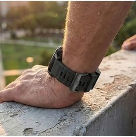 Resim Garmin Fenix 7S Pro Solar Kordon Quick Fit Uyumlu Yedek Silikon Kayış Siyah 