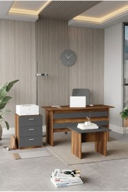 Resim L'occi Concept Diego Abc Ofis Masa Sehpa Keson 3'lü Büro Masa Takımı Barok-antrasit 