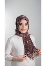 Resim Hürrem Bone Kahverengi Pratik Hazır Geçmeli Tesettür Eşarp Kesik Elyaf Piliseli Çiçek Desenli 1818d6 14 