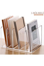Resim TUVA REKLAM Tuva Reklam Şeffaf Akrilik Pleksi Modern 5 Bölmeli Dergilik Kitaplık Salon Masa Komodin Ofis 