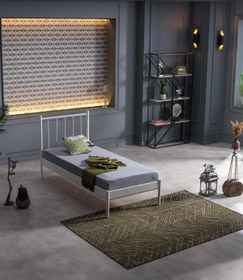 Resim Unimet Falez-st Tek Kişilik Metal Karyola-beyaz (YÜKSEK BAŞLIKLI) (AHŞAP LATALI) 