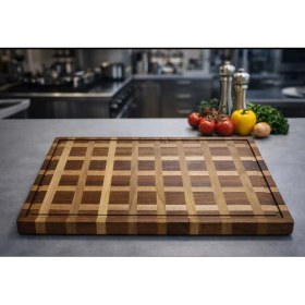 Resim WoodBay Doğal Ceviz Ağacı Şef Kesme Tahtası 54×34×4 cm - Kalın Masif Ahşap Profesyonel Doğrama Tahtası 