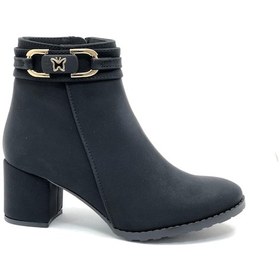 Resim Feles Kelebek Toka Detaylı Topuklu Kadın Bot Siyah 