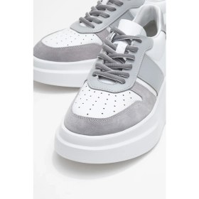 Resim Dericlub Kadın Kalın Tabanlı Bağcıklı Sneaker Gerçek Deri Cr 2554 Beyaz/gri 