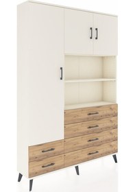 Resim Arges Dolap 8 Raflı 6 Çekmeceli 3 Kapaklı 132x30x195 Aytaşı-aytaşı/çam Aytası/atlas Çam 