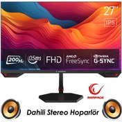 Resim jetucuzal Rampage CRIMSON 27'' 200Hz 0.5ms Fast IPS FHD Dahili Hoparlör Freesync/G-Sync Flat Oyuncu Monitörü 