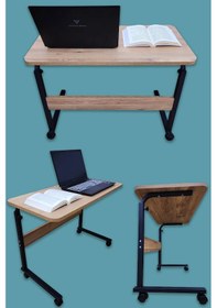 Resim Laptop Sehpası Çalışma Masası Yükseklik Ayarlı Tekerlekli 70-40 Akçaağaç 