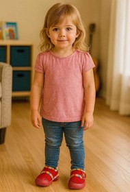 Resim gigigiyim Unicorn Baskılı Kız Bebek Panduf Kırmızı 