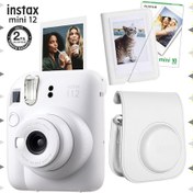 Resim Fujifilm Instax Mini 12 Fotoğraf Makinesi + 10'lu Film Mini Albüm + Deri Kılıf Seti Beyaz 