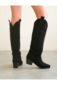 Resim MODAADAM Kadın Umke Kovboy Çizme - Siyah Süet 