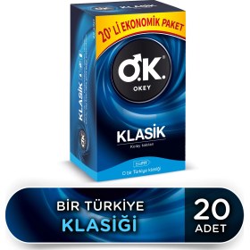 Resim Okey Klasik 20'li Vanilya Aromalı ve Kayganlaştırıcılı Prezervatif - BioFit Tasarım 