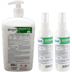 Resim Derhand Plus El Dezenfektanı 1 Lt Pompalı Ve 2 Adet Dolu Derhand Sprey Şişe 100ml 