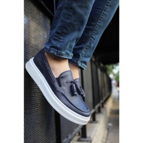 Resim Chekich CH127 Cbt Loafer-X Erkek Ayakkabı Vegan Malzeme ile Düz Taban Lacivert Renkli 