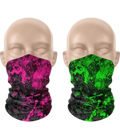 Resim Dair Aksesuar Pembe Yeşil Boya Desenli 2'li Set Boyunluk Bandana Outdoor Balaklava Yüz Maskesi Kafa Bandı 