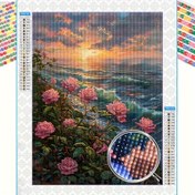 Resim 1 adet Deniz Kenarı Çiçek Desenli 5D Tam Elmas Yuvarlak Elmas Boyama Kiti, 30*40cm/11.8*15.8 inç, Elmas Boyama El Sanatları, Mozaik Dekorasyon El Sanatları Duvar Sanatı, Başlangıçlar İçin Uygun, Ev Oturma Odası Ofis Dekorasyonu İçin Uygun, Anneler Günü Yeni Yıl Paskalya Hediyesi 