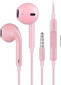 Resim Qedii Jack Girişli Pembe Kablolu Kulaklık Ios Android İle Uyumlu 3.5 Mm Kulaklık 