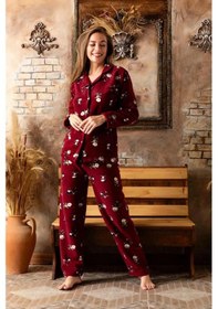 Resim Sude Kadın Gömlek Önden Düğmeli Polar Desenli Pijama Takımı P200/173 - 1 Adet 001 