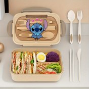 Resim 1 Adet Disney Stitch Öğle Yemeği Çantası - Dayanıklı Plastik Dikdörtgen Tasarım, Sevimli Stitch Desenli, Kamp, Ofis ve Okul İçin Kolay Temizlenir - Disney Hayranları İçin Mükemmel, Şirin Öğle Yemeği Çantası, Okula Dönüş 