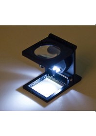Resim 10X Katlanır Sayaçlı Metal Lüp 28Mm 2 Led Işıklı Büyüteç Tekstil 