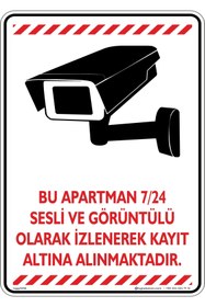 Resim isgtabelam 35x50cm/kompozit/Bu Apartman 7/24 Sesli Ve Görüntülü Olarak Kayıt Altına Alınmaktadır/v2-2 