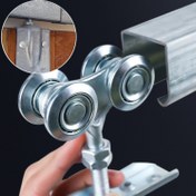 Resim Dayanıklı 90kg Yük Kapasiteli H4-3 Sürgülü Kapı Makaraları, Kolay Kaydırma için Metal Pencere Makara Sistemi, Güvenli Montaj Donanımı Dahil 