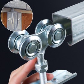 Resim Dayanıklı 90kg Yük Kapasiteli H4-3 Sürgülü Kapı Makaraları, Kolay Kaydırma için Metal Pencere Makara Sistemi, Güvenli Montaj Donanımı Dahil 