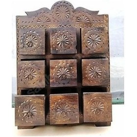 Resim Ahşap Masa Üstü Şifonyer Takı Kutusu Mücevherlik 45x35 Cm. 