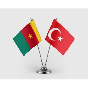 Resim Kamerun Bayrağı Ve Türkiye Bayrağı İkili Saten Masa Bayrağı Takımı Diğer 