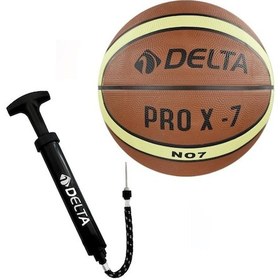 Resim Delta Pro X Deluxe Kauçuk 7 Numara Basketbol Topu + Top Pompası 