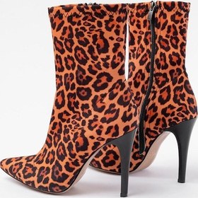 Resim Vrt-4811 Leopar Yüksek İnce Topuklu Fermuarlı Kadın Bot Leopar 