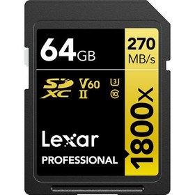 Resim Lexar 64GB Professional 1800x UHS-II SDXC V60 Hafıza Kartı 