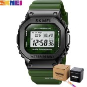 Resim Hanyang Kutu ile Asker Yeşili Skmeı Moda LED Işık Dijital Spor Izle Erkekler 3bar Su Geçirmez Chrono Alarm Saatler Tarih Hafta Saat Izle Reloj Hombre 1851 (Yurt Dışından) 