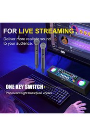 Resim EXENAR Mini Dj Ses Mikseri Canlı Yayın Ses Kartı Controller Dj Setup Başlangıç Karaoke Çift Mikrofon 