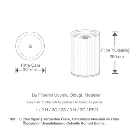 Resim Xiaomi Mi Air Purifier Pro/2/2S/2H/3H Uyumlu Akıllı Hava Temizleyici High Efficiency (%100 İthal A+ Kalite) 