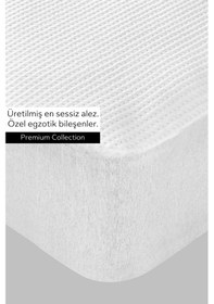 Resim Premium Sıvı Su Geçirmez Fitted Full Kenar Tek Kişilik Çift Kişilik Sessiz Yatak Koruyucu Alez Beyaz 