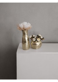 Resim Işıltı Home Desıgn Aynalı Cam Vazo Açık Gold 2 Li Set 